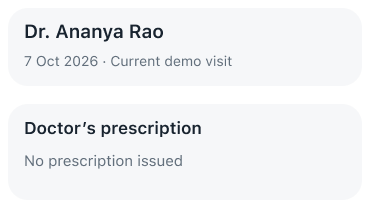 Original repaired current demo visit: No prescription issued is a static status with no chevron